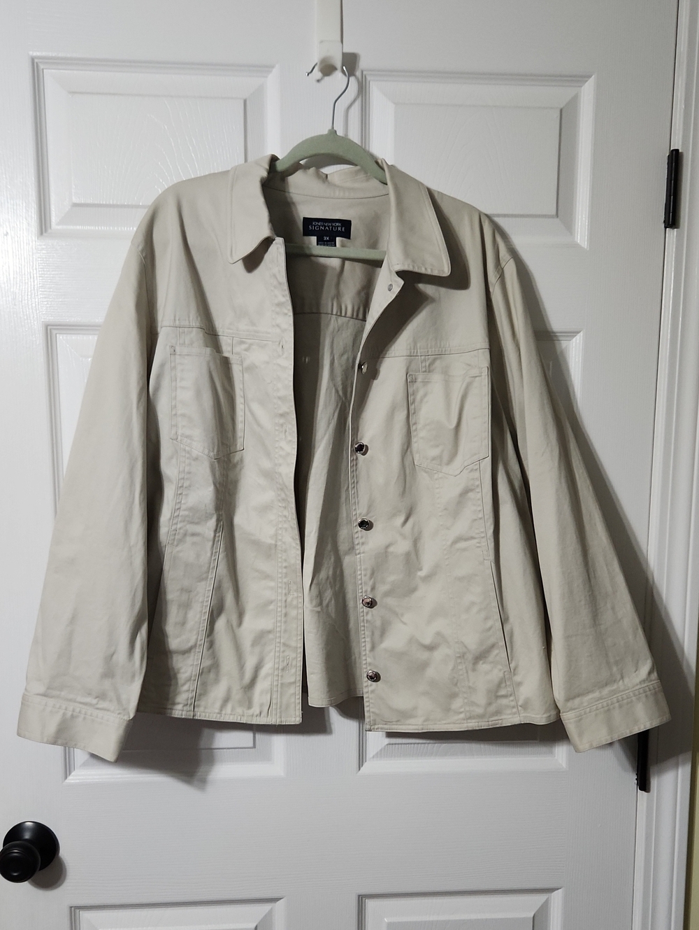 Jones New York Signature Light Beige Utility Jacket with Button Front, Size 3X